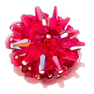 Vintage Red Aurora Borealis Bead Cluster Statement Brooch